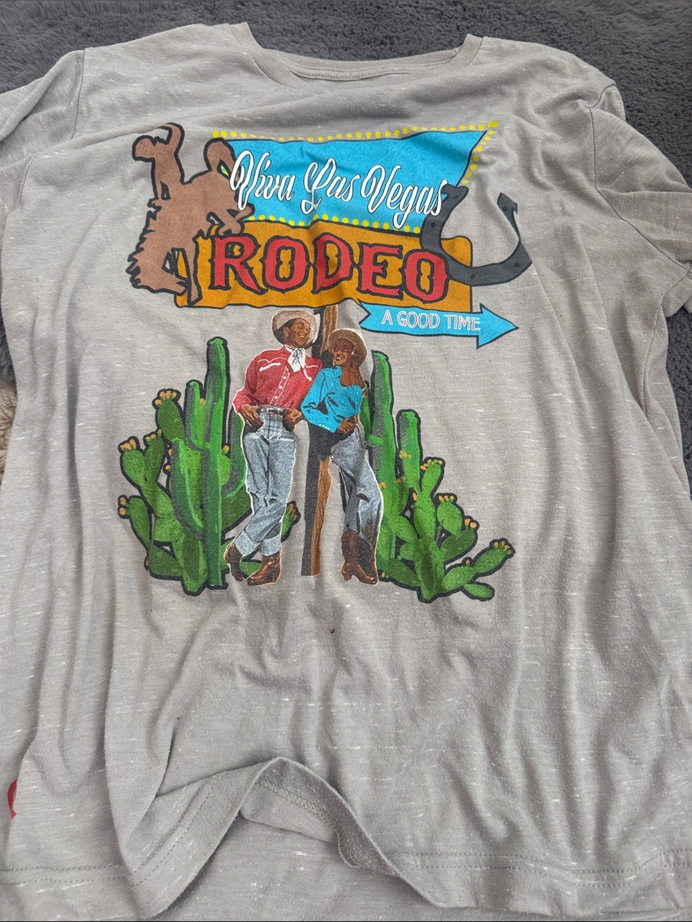 Women's Short Sleeve 'Rodeo' Graphic Tee - Light Gray
